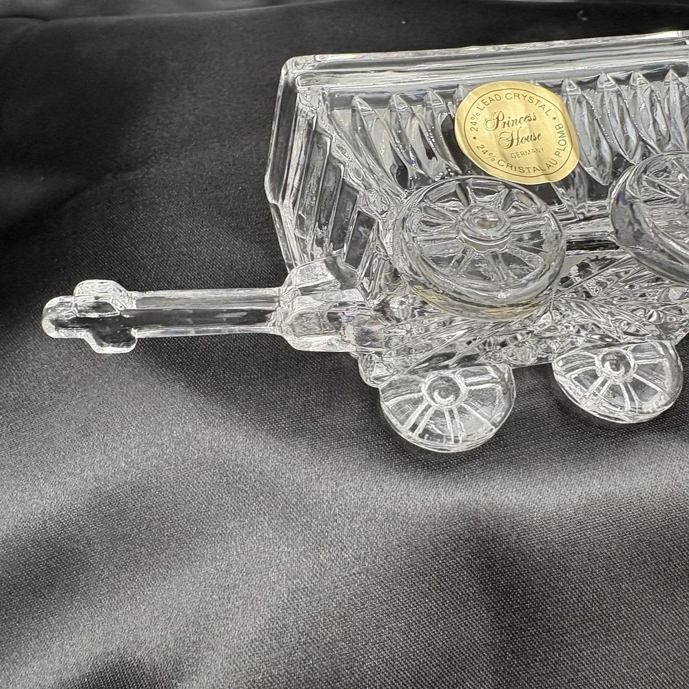 Princess House 24% Lead Crystal Cart Wagon Figurine Toothpick Holder‎ Germany